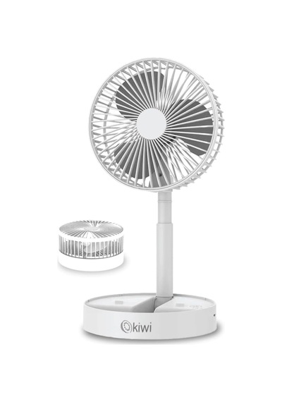 Kiwi Kfan-7608 Şarjlı Beyaz Katlanılabilir Mini Fan Masa Üstü Vantilatörü Usb Soğutucu Sessiz El Fanı