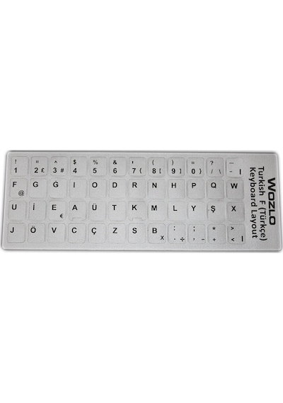 Laptoplar Için Türkçe F Klavye Sticker - Klavye Etiketi - Gri