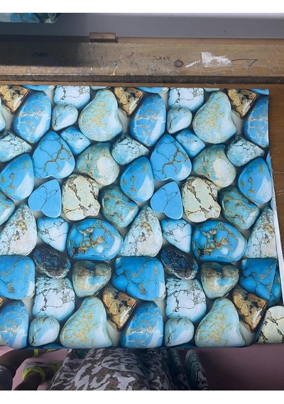 5d Özel Kumaş Keçeli Ütü Masası Kılıfı Masaya Göre Ayarlanabilir İpli Stoperli 55x140cm Turkuaz Taş Çok Renkli