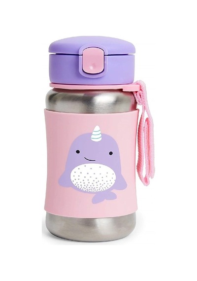 Mey İthalat Zoo Pipetli Paslanmaz Çelik Suluk 350 Ml Narwhal Pembe