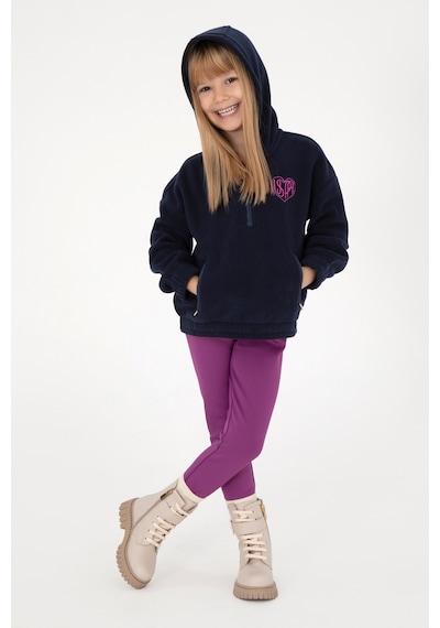 U.S. Polo Assn. Kız Çocuk Lacivert Yarım Fermuarlı Polar Sweatshirt 50296287-VR033