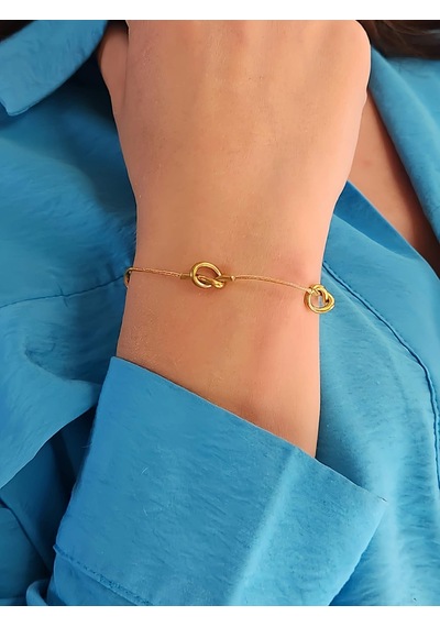 Düğüm Model Gold Renk Bileklik Silver