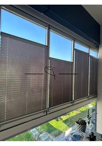Plise Cam Balkon Akordiyon Perde, 40x140 Cm Beyaz 11