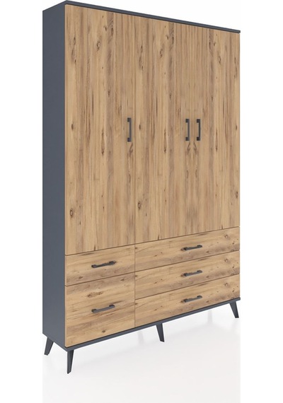 Arges Dolap 5 Raflı 5 Çekmeceli Tek Askılı 132x30x195 Antrasit-çam/çam Atlas Çam/atlas Çam Arges Dolap 5 Raflı 5 Çekmeceli Tek Askılı 132x30x195 Antrasit-çam/çam Atlas Çam/atlas Çam