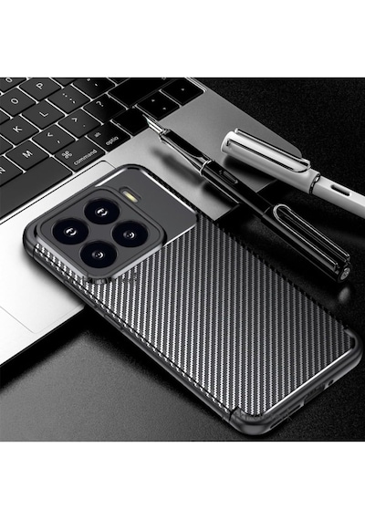Xiaomi 15t Pro Kılıf Kamera Korumalı Darbe Emici Karbon Fiber Darbeye Dayanıklı Silikon Parmak İzi Brakmayan Kapak Siyah