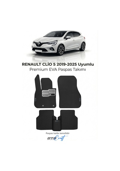 Otocraft Renault Clio 5 2019-2025 Uyumlu Siyah 3d Havuzlu Eva Oto Paspas Takımı 5 Parça Araca Özel