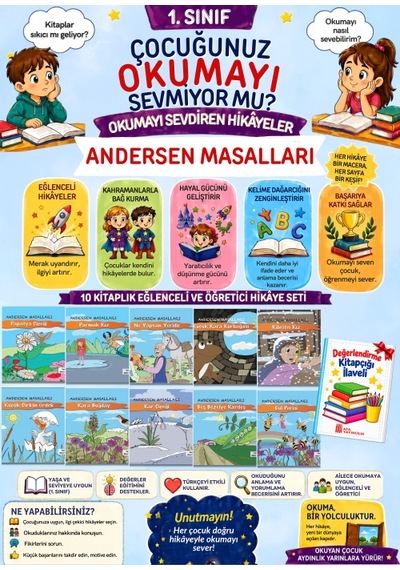 1.sınıflar İçin Okuma Alışkanlığı Kazandıran 10'lu Hikaye Seti