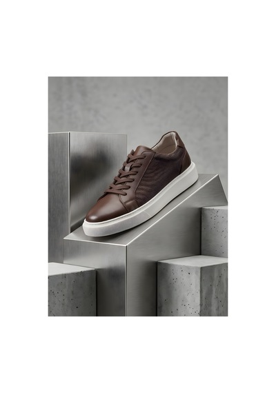Crc Ayakkabı %100 Hakiki Deri İçi Keçi Dışı Dana Derisi Ultra Hafif Konfor Ayakkabı Sneaker Kahverengi