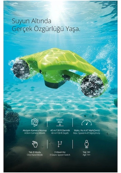 Triathlon T-249 Elektrikli Deniz Scooter 1200w Çift Motor Yeşil