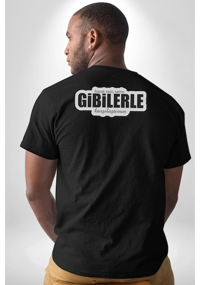 Hayat Seni, Senin Gibilerle Karşılaştırsın Yazılı Pamuklu Unisex Oversize Sırt Dijital Baskılı Siyah T-shirt Siyah