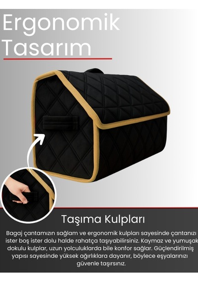 Araç Bagaj Düzenleyici Organizer Tay Tüyü Kaymaz Cırt Bantlı Geniş Hacimli Çanta A9