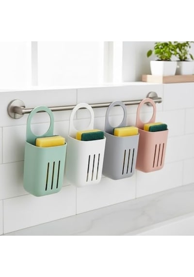 Askılı Lavabo Süngerliği Drenajlı, Delikli Tasarım, Mutfak & Banyo Düzenleyici 10 18 Cm Açık Bej
