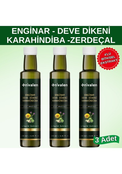 Rivalen Enginar - Deve Dikeni - Karahindiba Bitkisel Sıvı Eki 250 Ml X 3 Adet