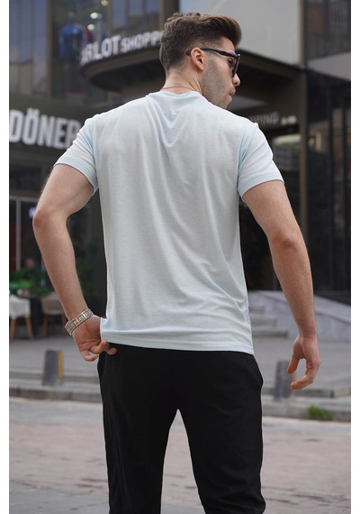 Madmext Mavi Regular Fit Basic Erkek Tişört 6069 Mavi