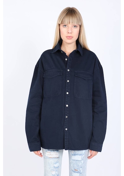 Banny Jeans Kadın Oversize Jean Gömlek Lacivert