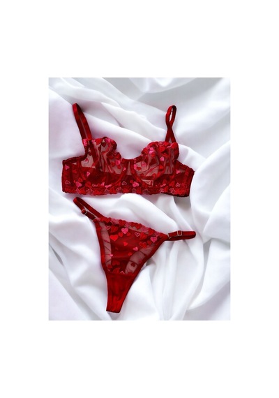 Mark Bells Dantelli Bralet Takım Kırmızı - 634430851 Kırmızı