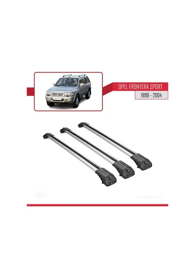 Opel Frontera Sport 1999-2004 Arası İle Uyumlu Ace-1 Ara Atkı Tavan Barı Gri 3 Adet Bar