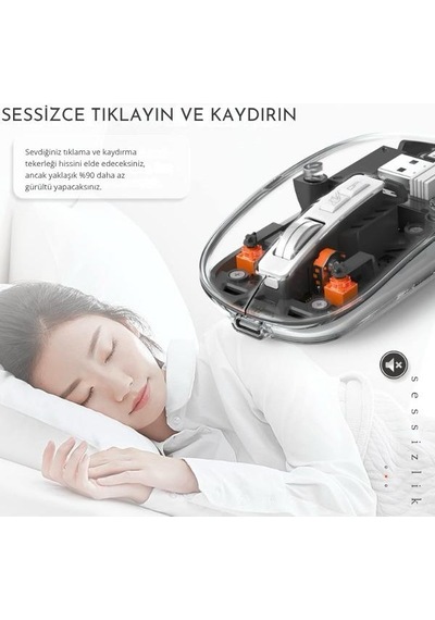 Apple Uyumlu iPad, Pro 11 2024 Şeffaf Tasarım Sessiz Kablosuz Mouse Diğer