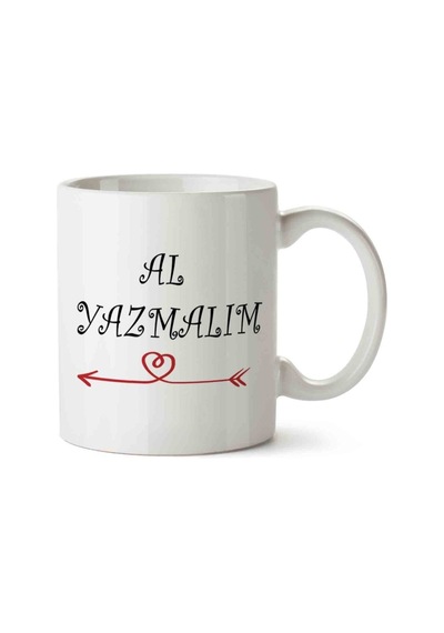 Selvi Boylum Al Yazmalım 2 Porselen Kupa Bardak Beyaz