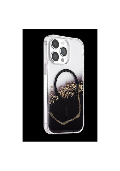 Onegif Apple iPhone Uyumlu 15 Pro Max Lotus Simli Magsafe Kapak - Siyah İtdark56960