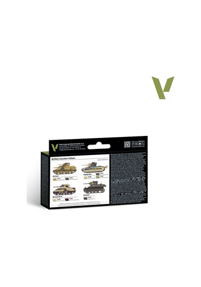 Vallejo 71211 6x18 Ml. British Caunter Colors, Model Air Serisi Model Boyası Seti Renkli