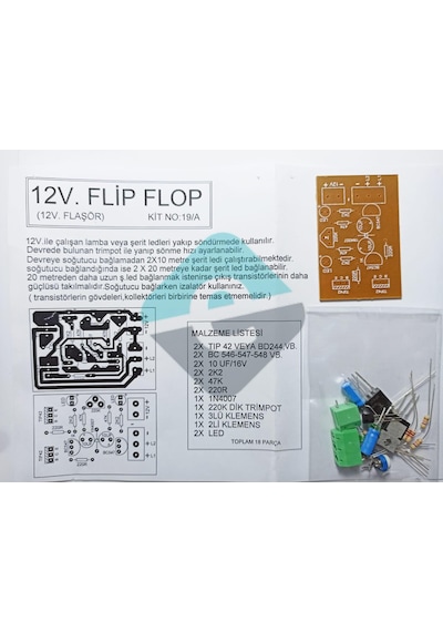 Elektronikport-12V Flip Flop Devresi Şerit Ledler İçin Demonte Kit Kendin Yap
