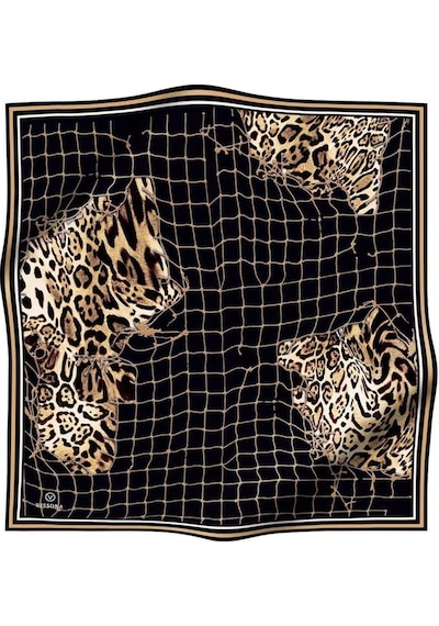 Vissona Tivil İpek Eşarp Ist 60991-5 Siyah Leopar Desen siyah