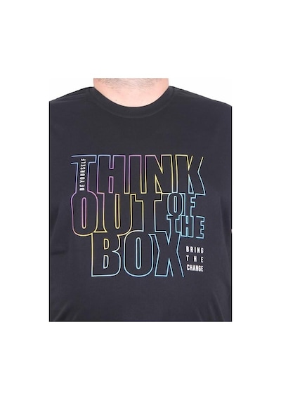 Starbattal Erkek Büyük Beden Sıfır Yaka Tişört Think Out Box 25163 Sıyah Siyah