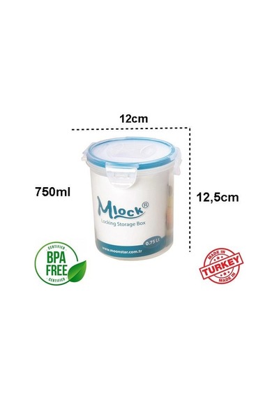 Moonstar Mlook Round 750 Ml Kilitli Silindir Saklama Kabı Ml-175 Çok Renkli