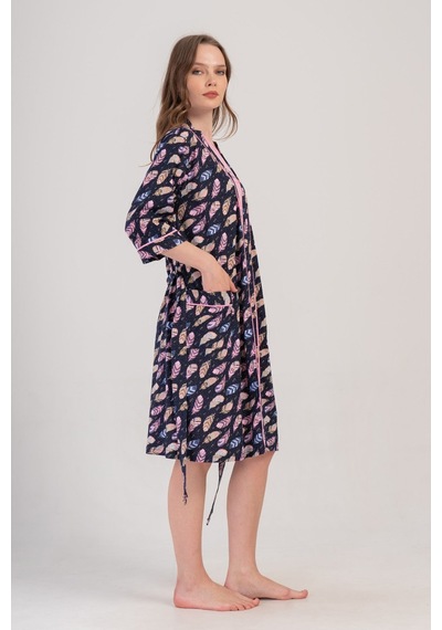 Yake Store Kadın P.suprem Kısa Kol Tunık+ 3/4kol Sabahlık Takım - Rosebloom Pembe