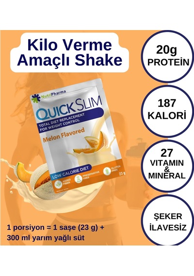 Quick Slim Öğün Yerine Geçen Shake, Kavun Aromalı, 30 Saşe