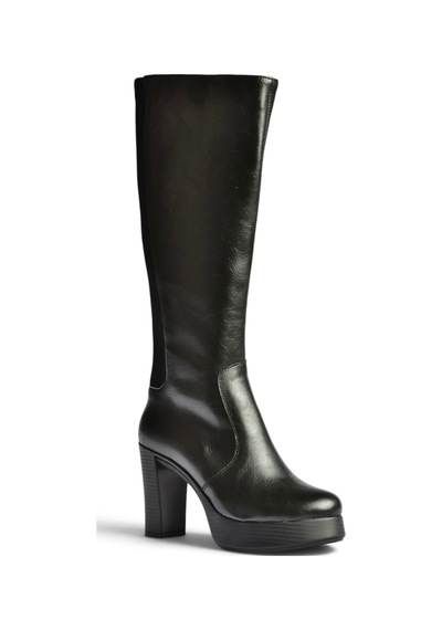 Fox Shoes Z996224509 Siyah Arkası Dalgıç Streç Kumaş Kalın Topuklu Kadın Çizme