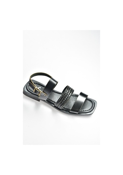 Fox Shoes Siyah Hakiki Deri Kadın Sandalet (534626705)