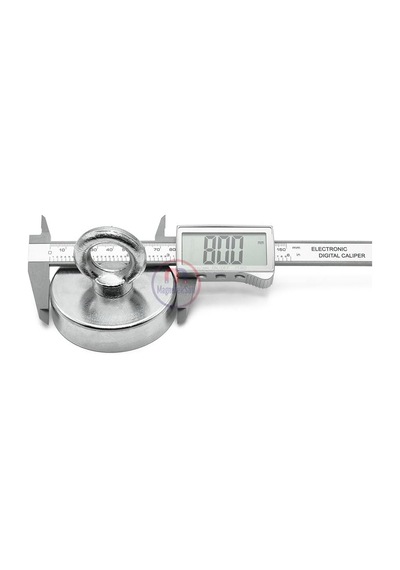 80mm Dev Deniz Mıknatısı - Fishing Magnet - Neodyum Daimi Çelik Mıknatıs - Halkalı Pot Mıknatıs - Nikel Kaplı