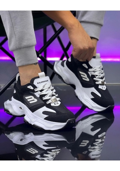 Urban Motion Siyah Beyaz Kalın Taban Sneaker Siyah Beyaz - Siyah