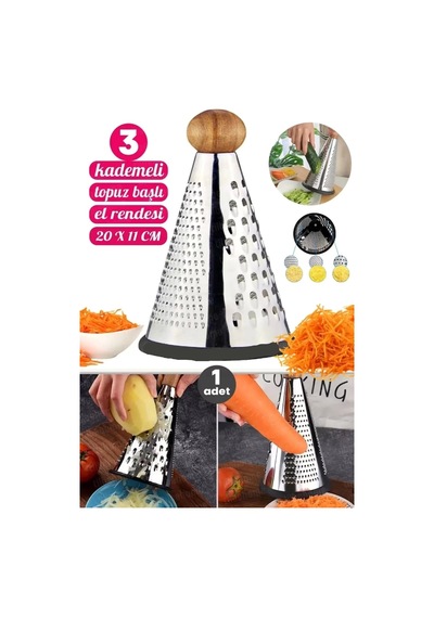 1li Çelik Rende 3 Başlı Sarımsak Patates Sebze Doğrayıcı Rende Silikon Tabanlı Çelik Diğer