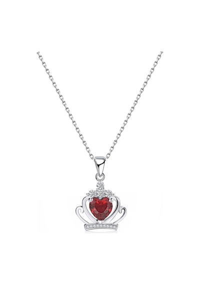 Brezza Lusso Jewelry Kırmızı Taşlı Gümüş Kraliçe Tacı Kadın Kolye 45 CM