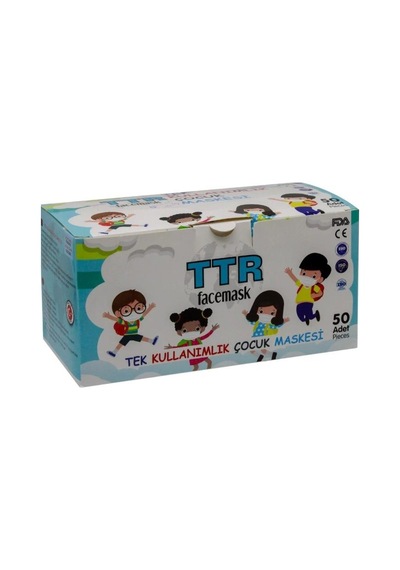 Ttr Tek Kullanımlık Çocuk Maskesi Yüz Maskesi 50'li