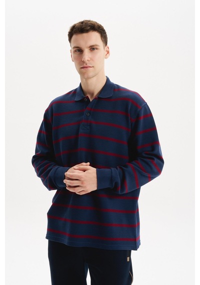 AR-MA Arma Erkek Regular Fit Çizgili %100 Pamuk Ringel Ottoman Kumaş Polo Yaka Ribanalı Sweatshirt K30554952502 İndigo-i1 AR-MA Arma Erkek Regular Fit Çizgili %100 Pamuk Ringel Ottoman Kumaş Polo Yaka Ribanalı Sweatshirt K30554952502 İndigo-i1