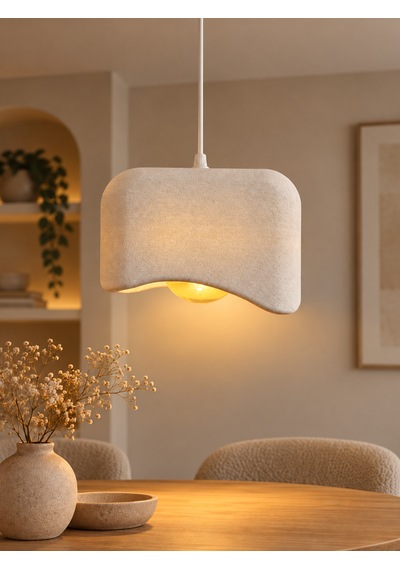 Beton Görünümlü Tekli Kare Sarkıt Avize Modern Bohem Salon Mutfak G95 Rustik Led Ampul Hediyeli Beyaz
