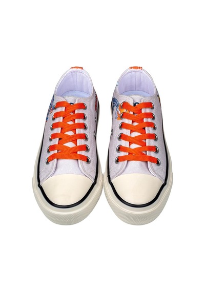 Kadın Vegan Beyaz Sneakers - Looney Tunes Bugs Bunny Space Jam Tasarım Çok Renkli