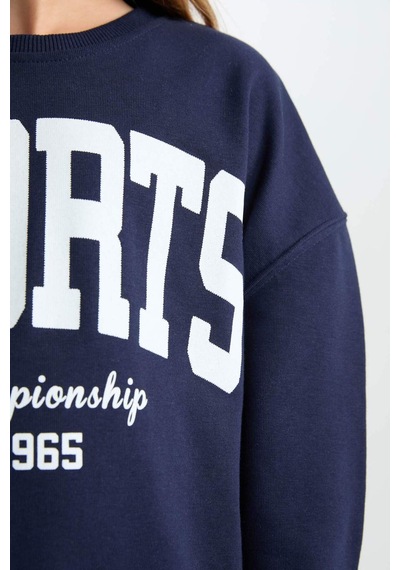 DeFacto Kız Çocuk Relax Fit Bisiklet Yaka Baskılı Sweatshirt D6626A824AUNV251 Lacivert DeFacto Kız Çocuk Relax Fit Bisiklet Yaka Baskılı Sweatshirt D6626A824AUNV251 Lacivert