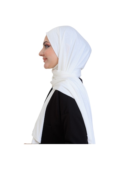 Modish Group Penye Boyun Kapamalı Şal Başörtü Hazır Giyim Turban Esnek Jersey Şal Krem