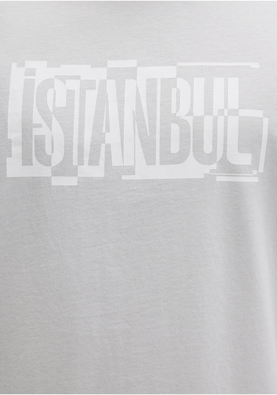 Mavi - Istanbul Baskılı Gri Tişört 0611789-80618 Gri