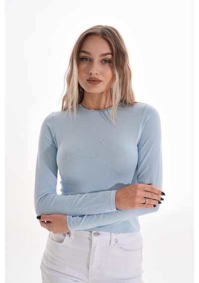 Likralı Pamuk Tişört-slim Fit -açık Mavi Açık Mavi