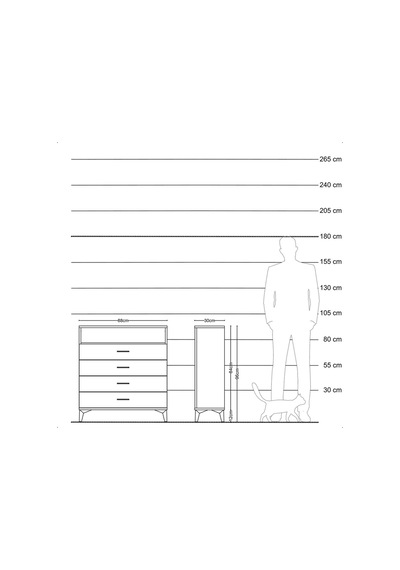 Arges Şifonyer Tek Raflı 4 Çekmeceli 88x30x96 Çam-antrasit Atlas Çam