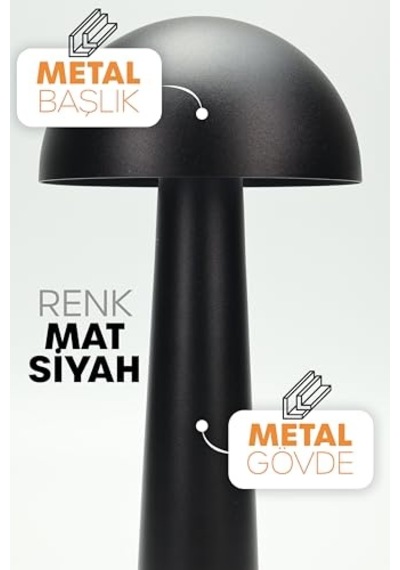 Şarjlı Masa Lambası 3 Kademeli Dimmer Dokunmatik Type-c Usb Güneş Enerjili Siyah Metal Gövde 31 Cm Çok Renkli