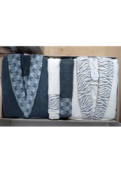 Dantela Premium Cotton Jakarlı Aile Bornoz Seti-Mery Krem Petrol Petrol - Krem Dantela Premium Cotton Jakarlı Aile Bornoz Seti-Mery Krem Petrol Petrol - Krem