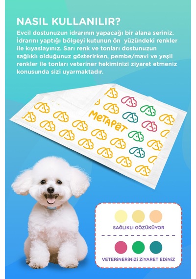 Metapet Renk Değiştiren Akıllı Köpek Çiş Pedi 2 Adet Sağlık Bezi