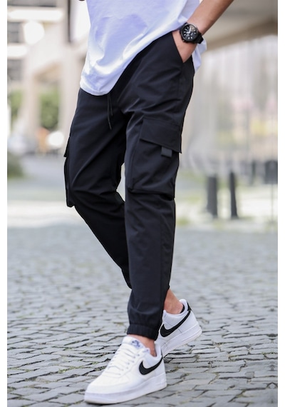 Madmext Siyah Kargo Cep Erkek Jogger Pantolon 5461 Siyah